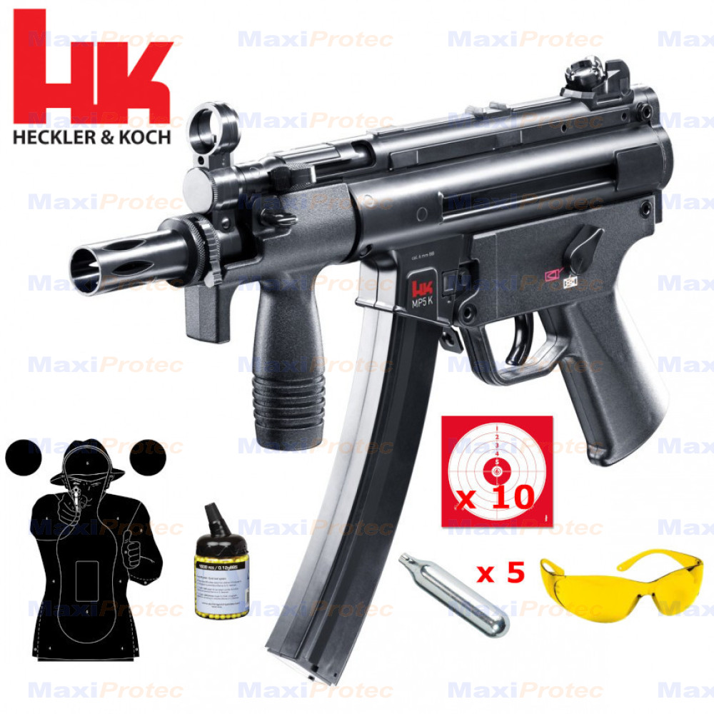 Pack HK MP5K cal. 6 mm - Pistolet à bille - Tir de loisir