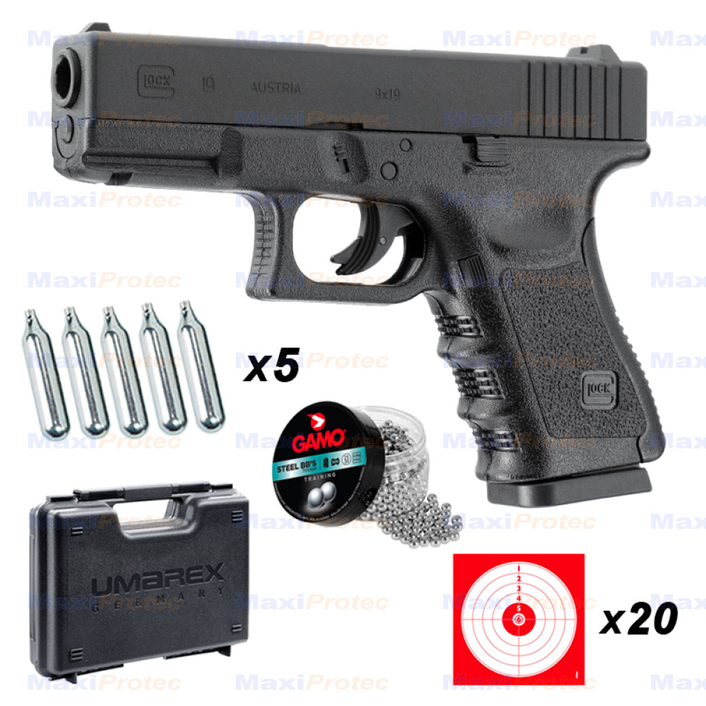 Glock 19 BBS pistolet billes acier cal. 4.5mm C02 3 joules