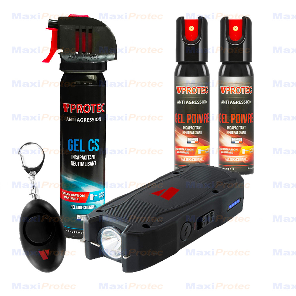 Pack défense de poche - 2 lacrymogènes et mini taser - Bombe lacrymogène -  Auto Défense