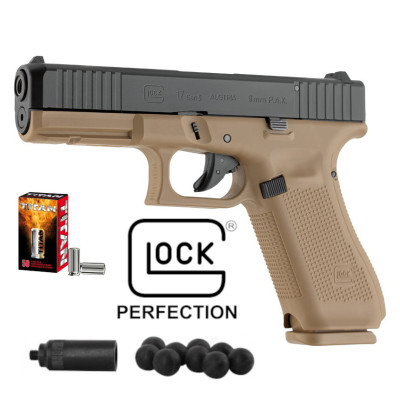 Pack Pistolet Glock 17 Gen 5 cal. 9mm PAK Tan