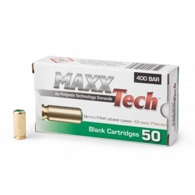 50 balles à blanc MAXXTech 9 mm PAK pour pistolet