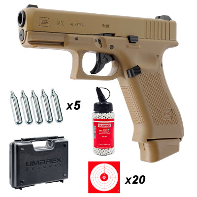 Glock 19X pistolet d'airsoft BB cal. 6mm C02 1.6 joules - COYOTE