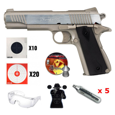 Pack Colt 1911 Thompson Silver - chargeur double barillet 4,5mm CO2