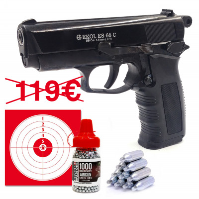 Pistolet BB's EKOL ES 66C Noir 4,5mm - 2,4 joules
