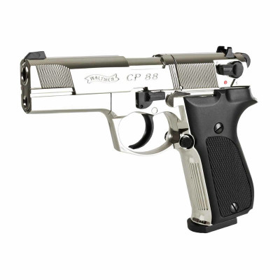 Pistolet a plomb Walther CP88 chromé crosse noir 4.5 mm