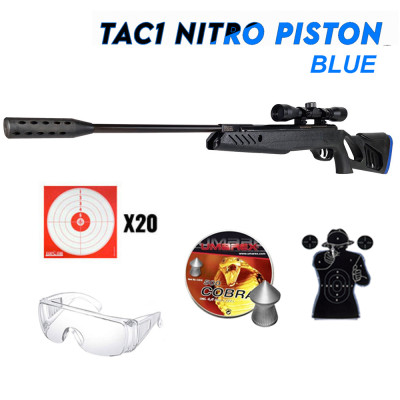Carabine SWISS ARMS TAC1 blue Nitro piston 19,9J. cal. 4.5 mm avec lunette 4x32