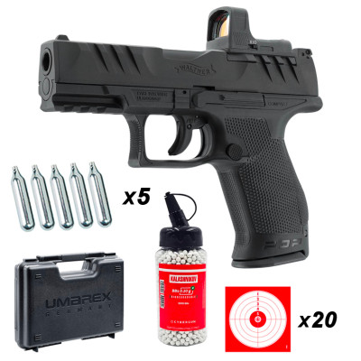 Pack pistolet Walther PDP Compact 4" Combo RDS cal. 6mm BBs 2 joules CO2