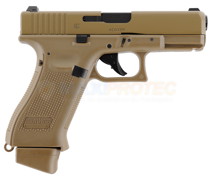 Glock 19X pistolet d'airsoft BB cal. 6mm C02 1.6 joules - COYOTE - Pistolet  à bille - Tir de loisir